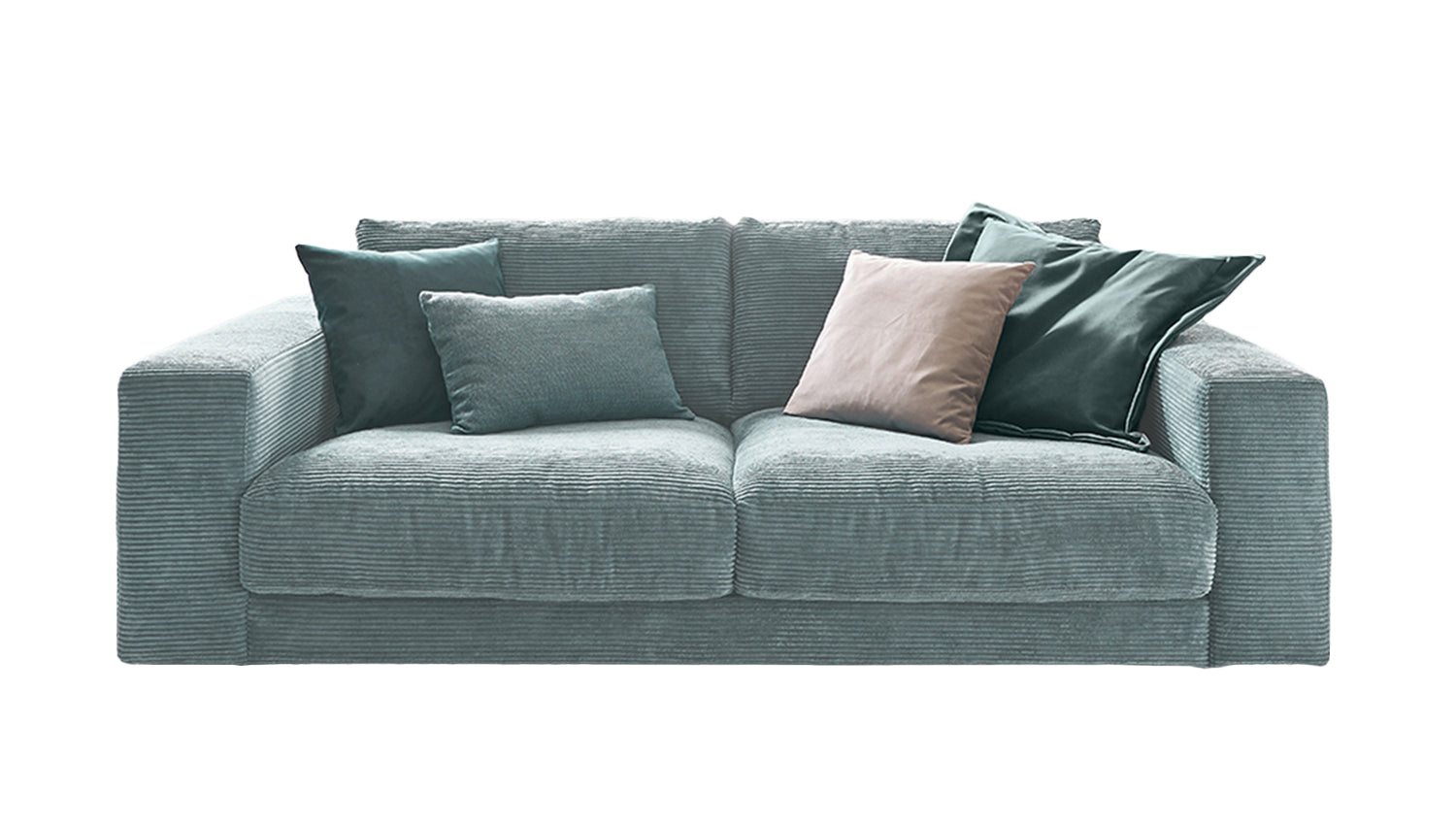 KAWOLA Sofa MADELINE 2-Sitzer Cord hellblau