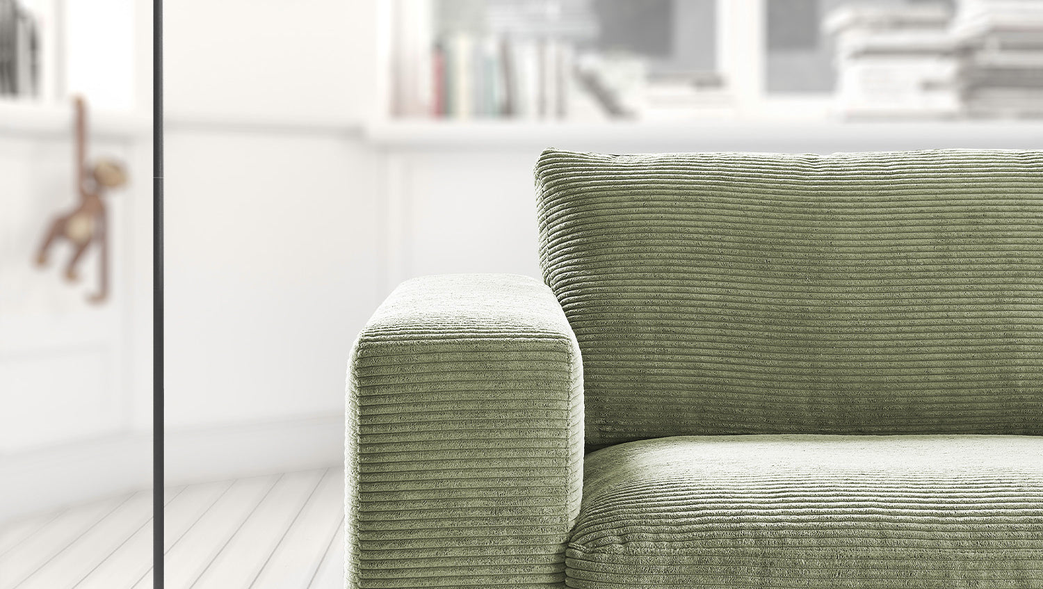 KAWOLA Sofa MADELINE 2-Sitzer Cord olivgrün