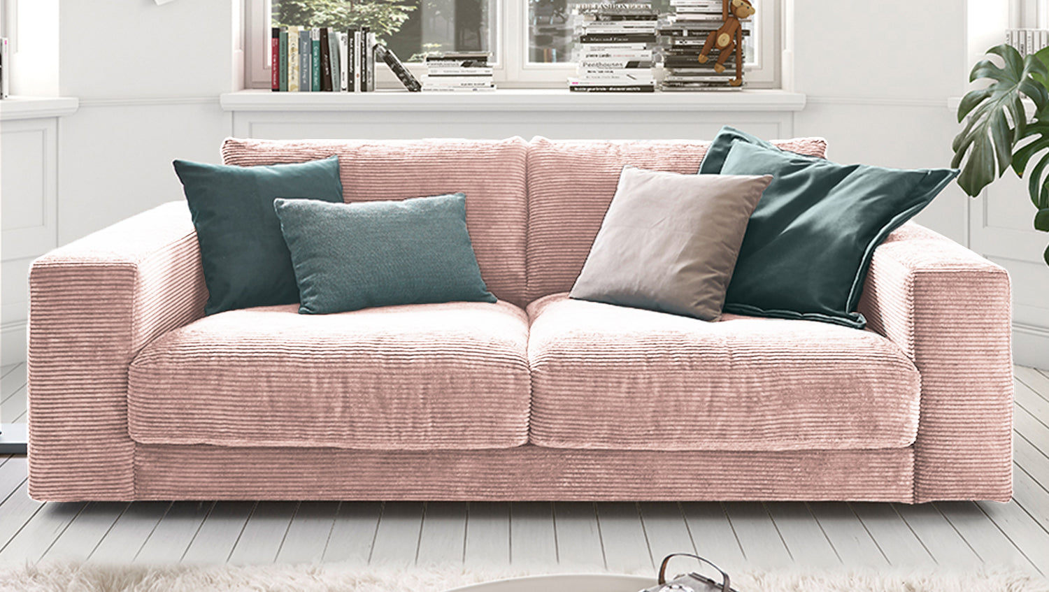 KAWOLA Sofa MADELINE 2-Sitzer Cord rosa