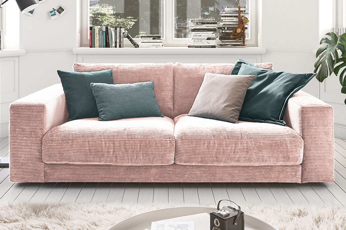 KAWOLA Sofa MADELINE 2-Sitzer Cord rosa