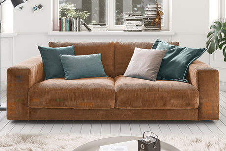 KAWOLA Sofa MADELINE 2-Sitzer Cord rost