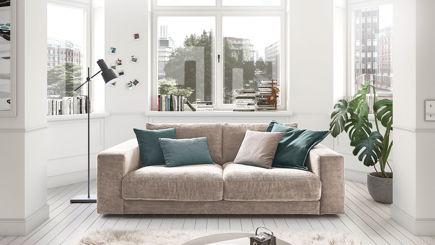 KAWOLA Sofa MADELINE 2-Sitzer Cord taupe
