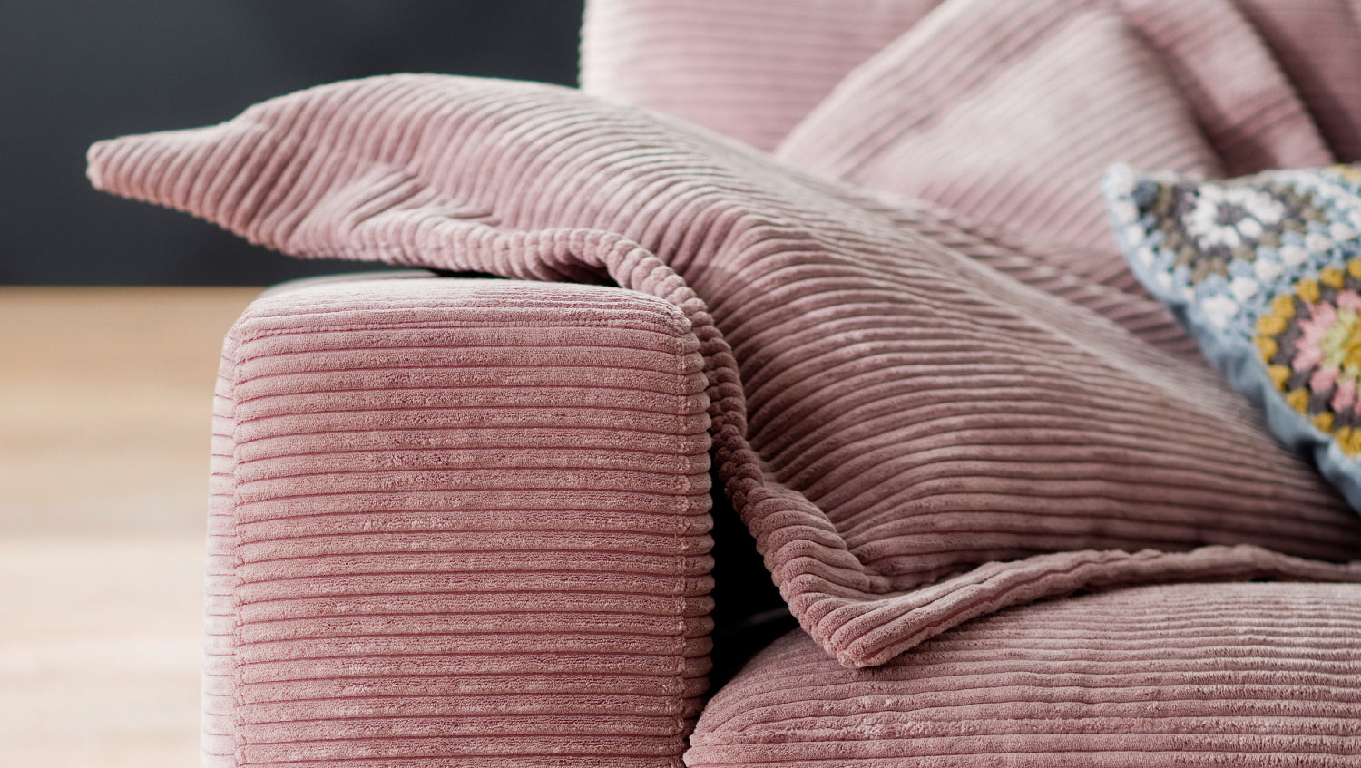 KAWOLA Sofa MADELINE 3-Sitzer Cord rosa