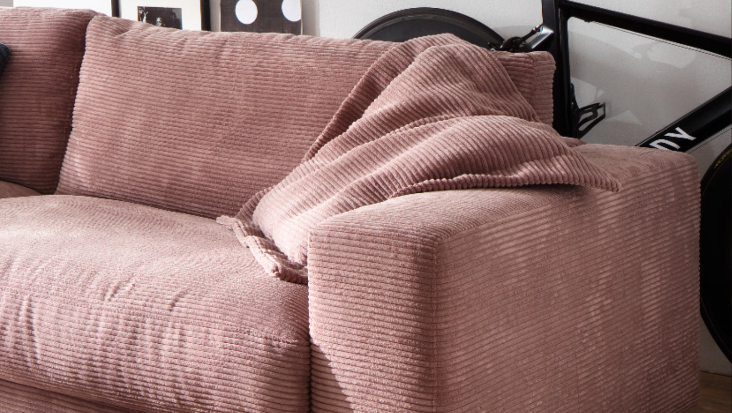 KAWOLA Sofa MADELINE 3-Sitzer Cord rosa