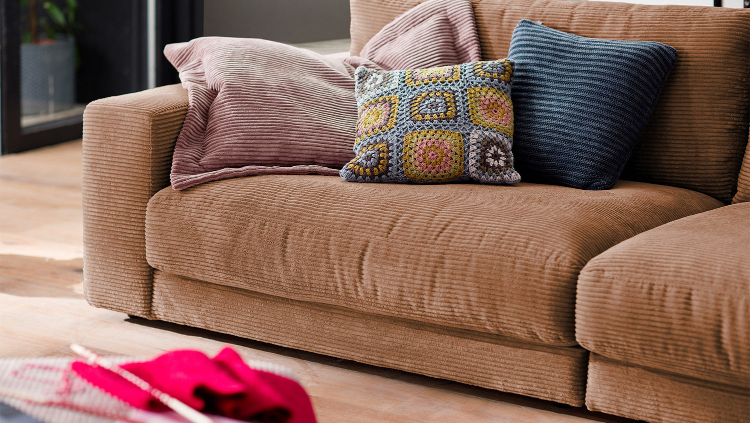 KAWOLA Sofa MADELINE 3-Sitzer Cord rost
