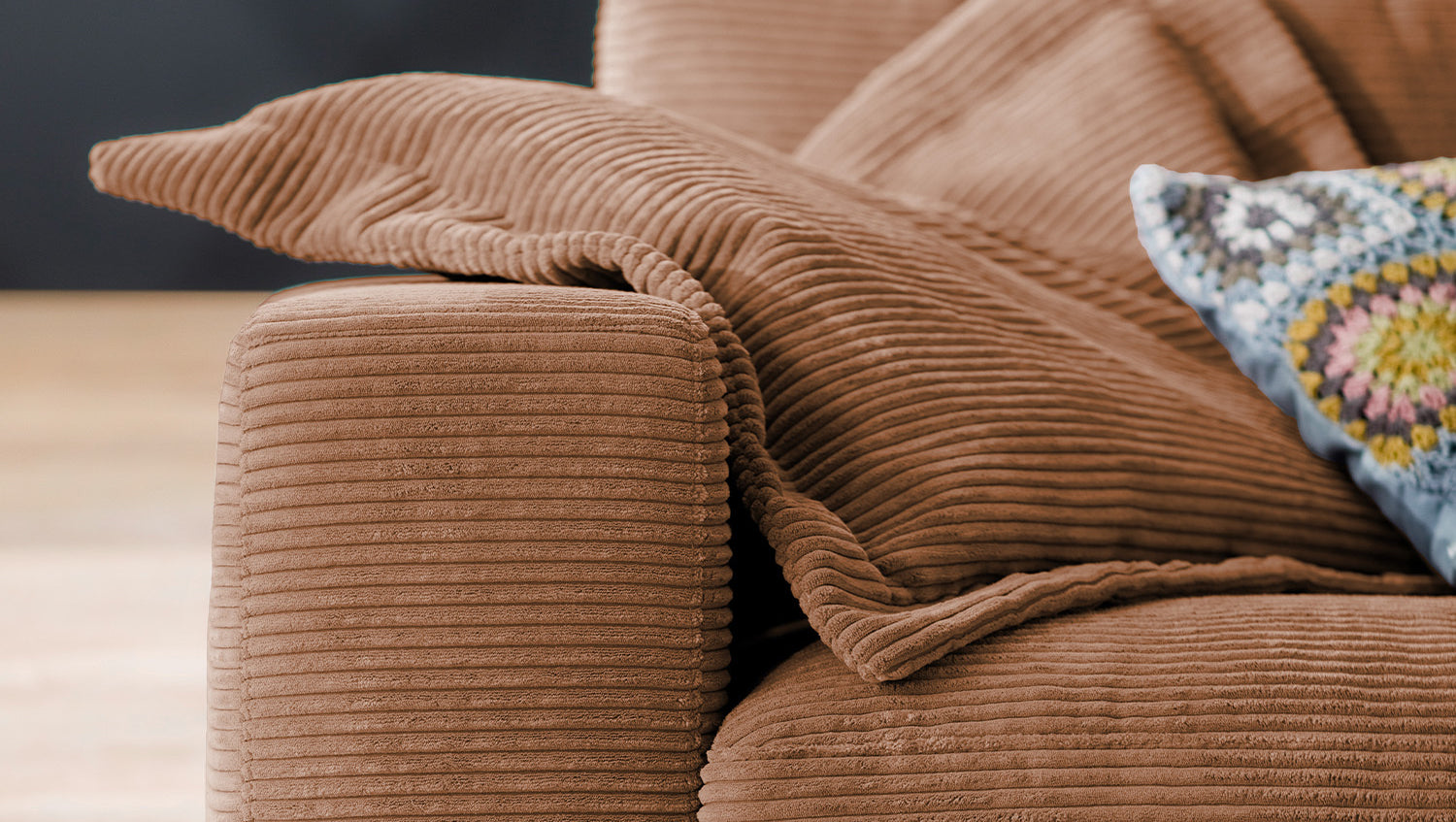 KAWOLA Sofa MADELINE 3-Sitzer Cord rost