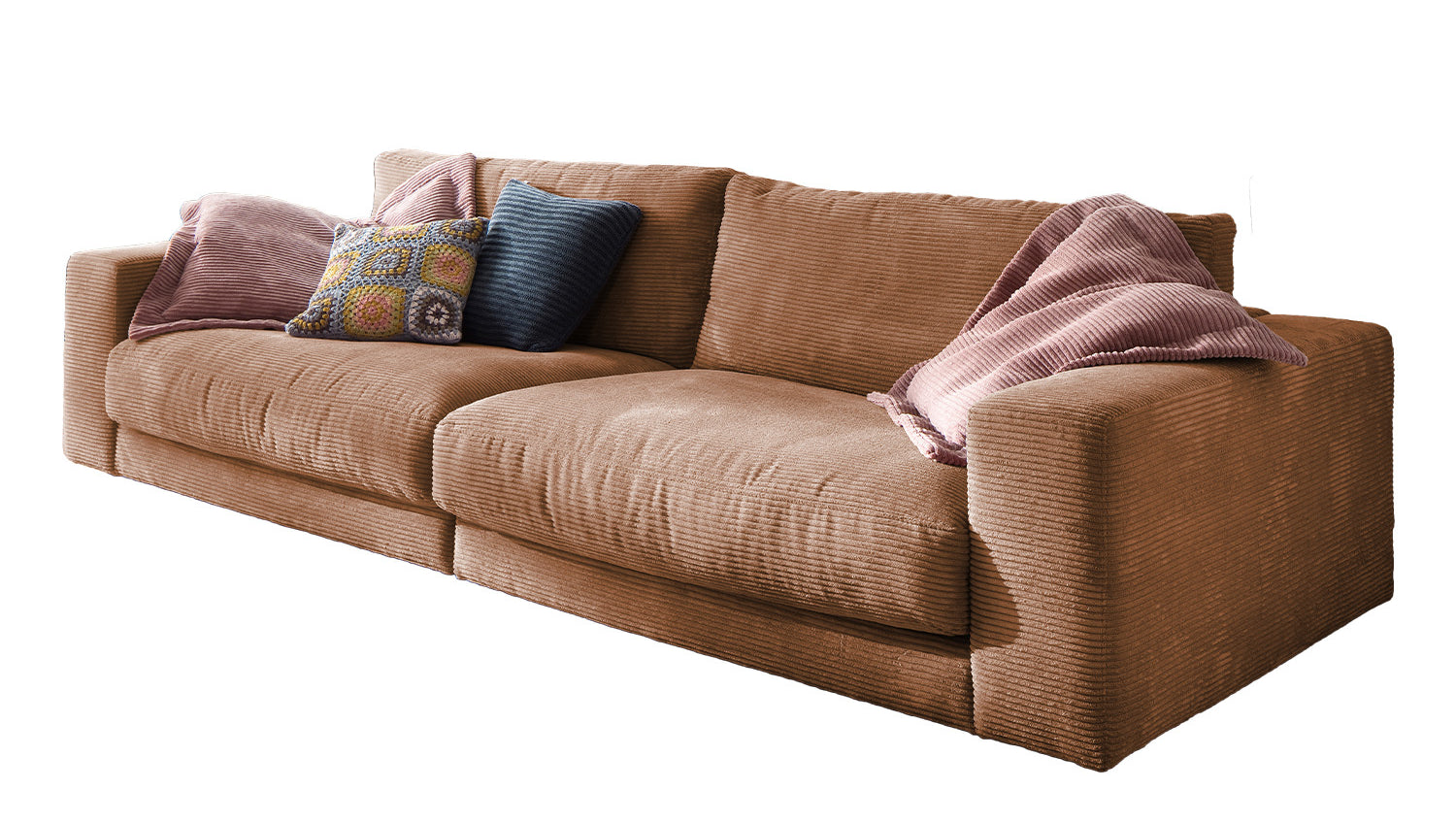 KAWOLA Sofa MADELINE 3-Sitzer Cord rost