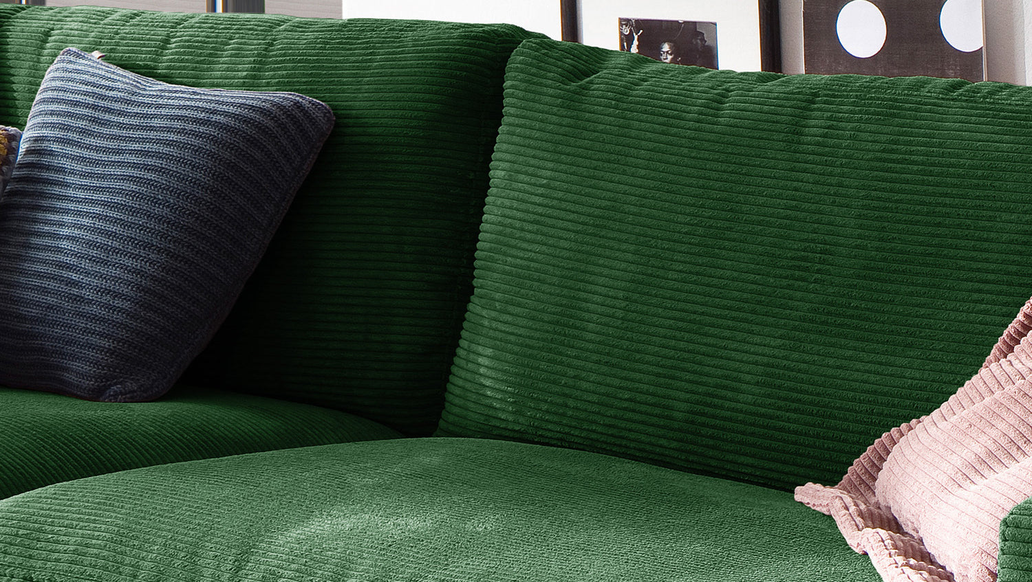 KAWOLA Sofa MADELINE 3-Sitzer Cord smaragd