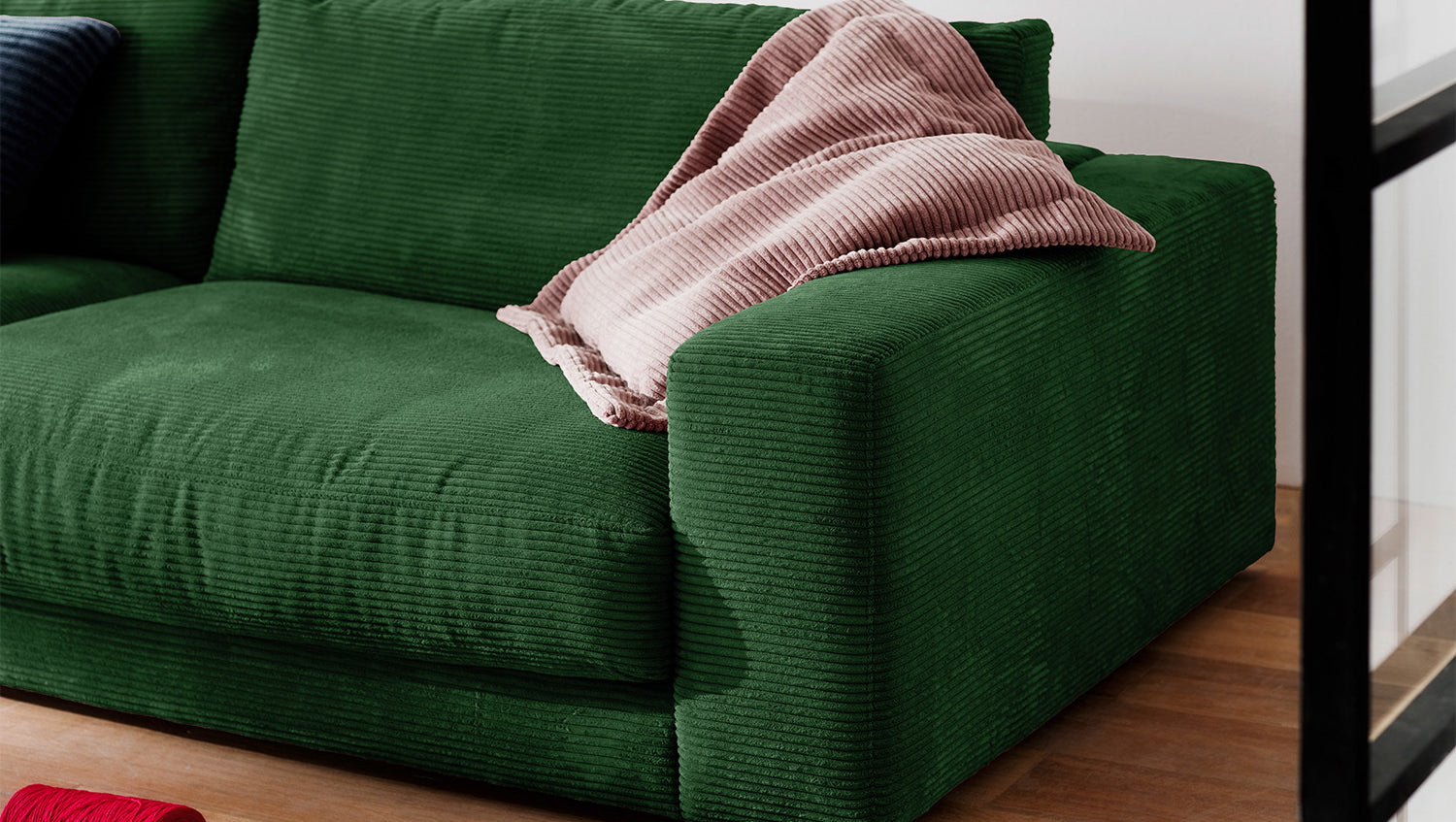 KAWOLA Sofa MADELINE 3-Sitzer Cord smaragd