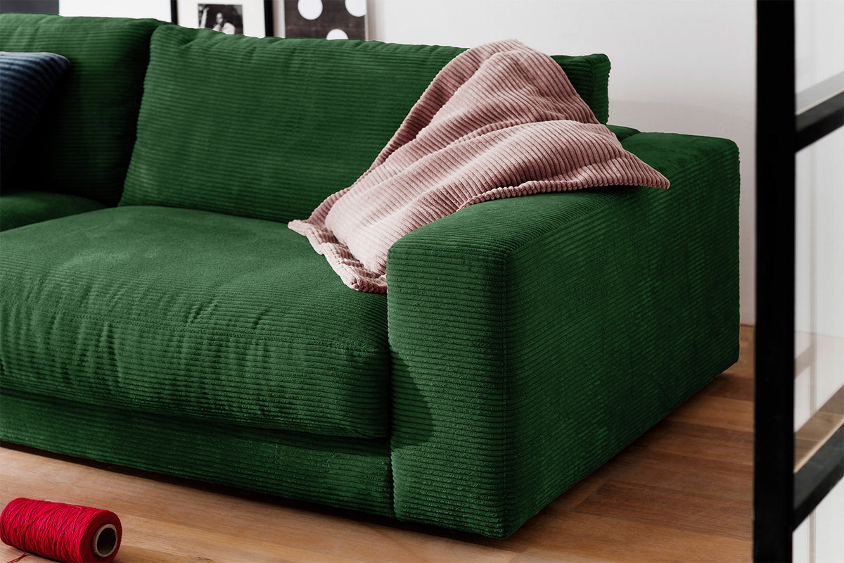 KAWOLA Sofa MADELINE 3-Sitzer Cord smaragd