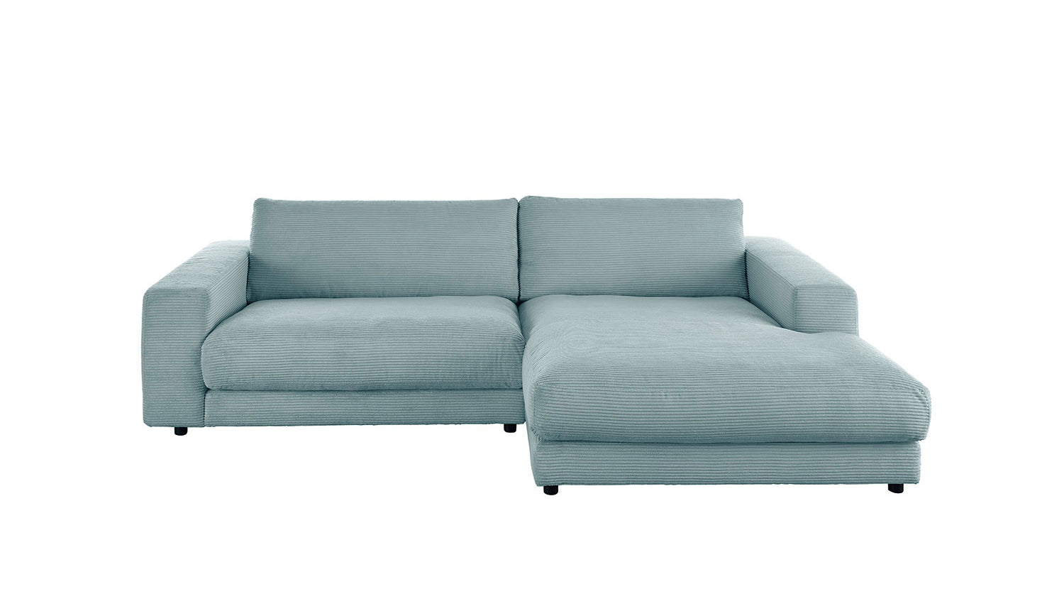 KAWOLA Sofa MADELINE Ecksofa Cord mit Longchair hellblau