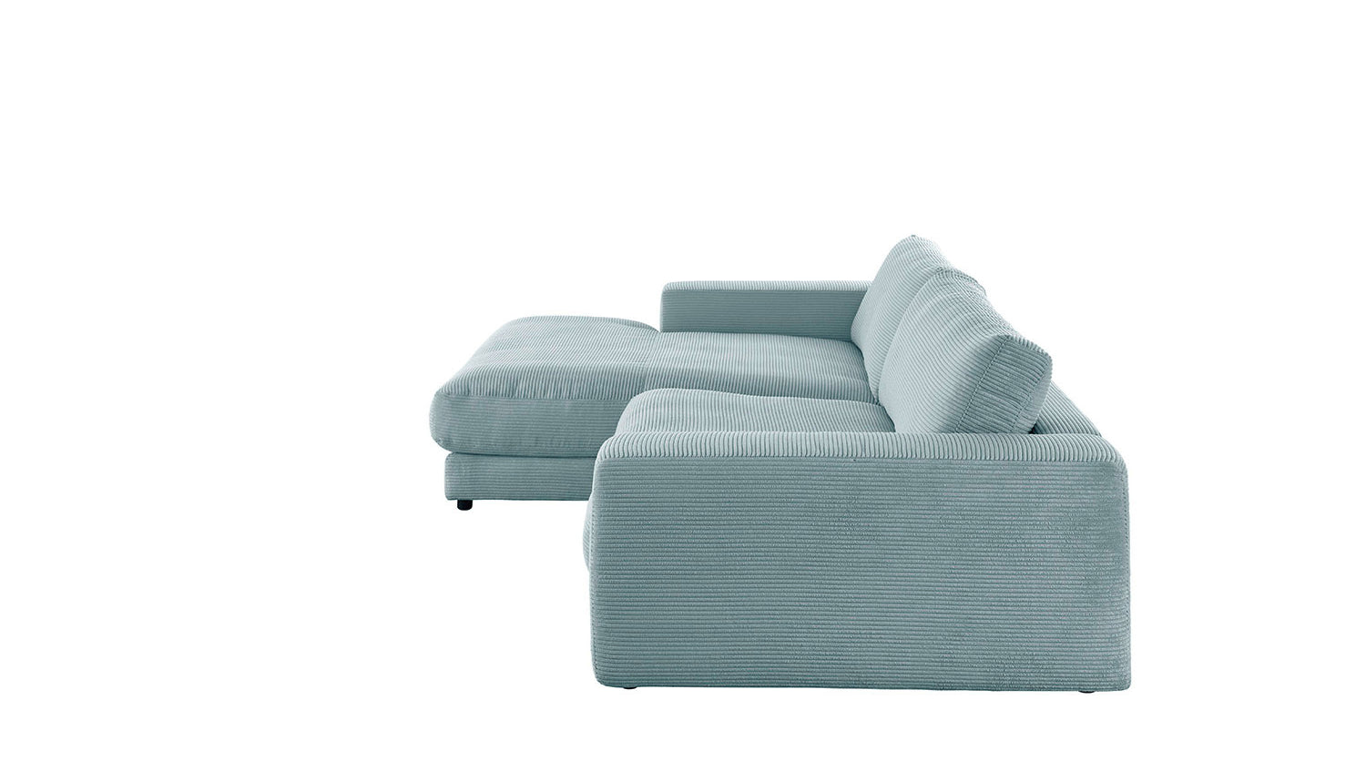 KAWOLA Sofa MADELINE Ecksofa Cord mit Longchair hellblau