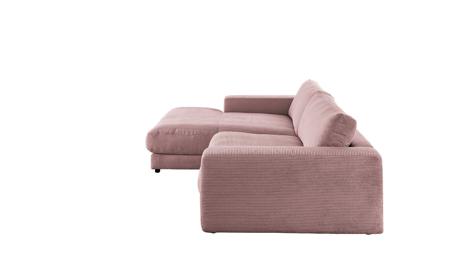 KAWOLA Sofa MADELINE Ecksofa Cord mit Longchair rosa