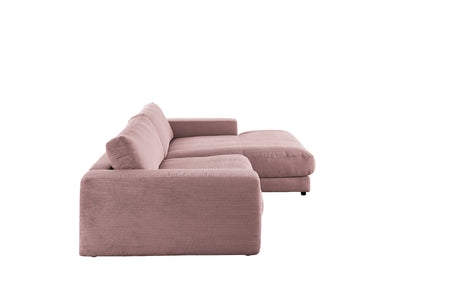 KAWOLA Sofa MADELINE Ecksofa Cord mit Longchair rosa