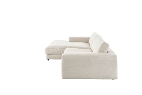 KAWOLA Sofa MADELINE Ecksofa mit Longchair Cord cremeweiß