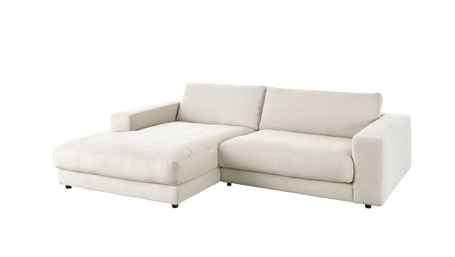KAWOLA Sofa MADELINE Ecksofa mit Longchair Cord cremeweiß