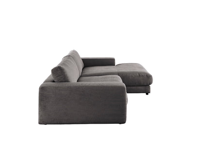 KAWOLA Sofa MADELINE Ecksofa mit Longchair Cord grau
