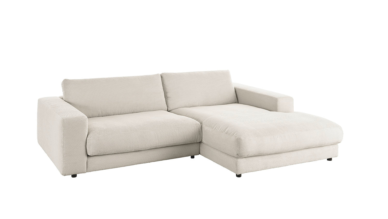 KAWOLA Sofa MADELINE Ecksofa mit Longchair Cord hellgrau