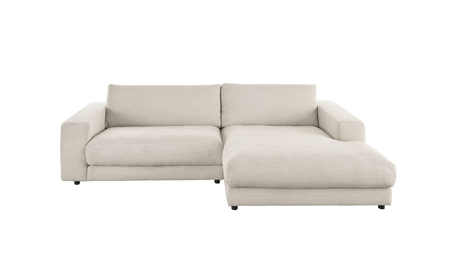 KAWOLA Sofa MADELINE Ecksofa mit Longchair Cord hellgrau