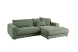 KAWOLA Sofa MADELINE Ecksofa mit Longchair Cord olivgrün