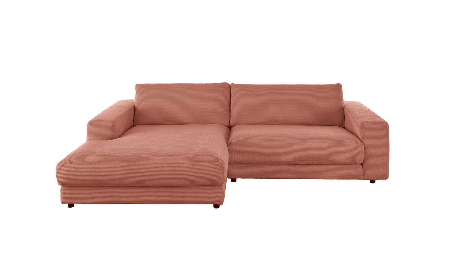 KAWOLA Sofa MADELINE Ecksofa mit Longchair Cord rost