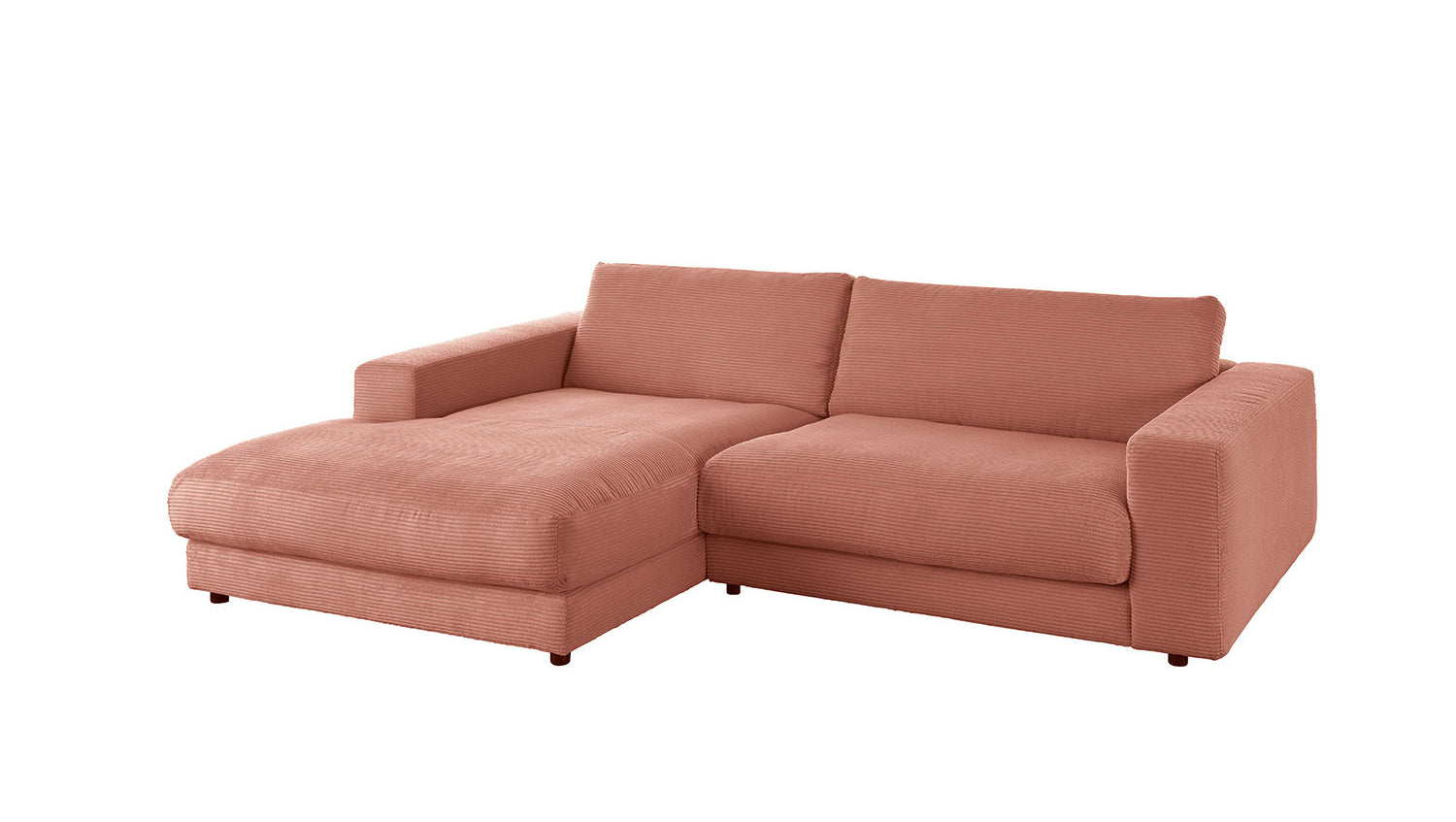 KAWOLA Sofa MADELINE Ecksofa mit Longchair Cord rost