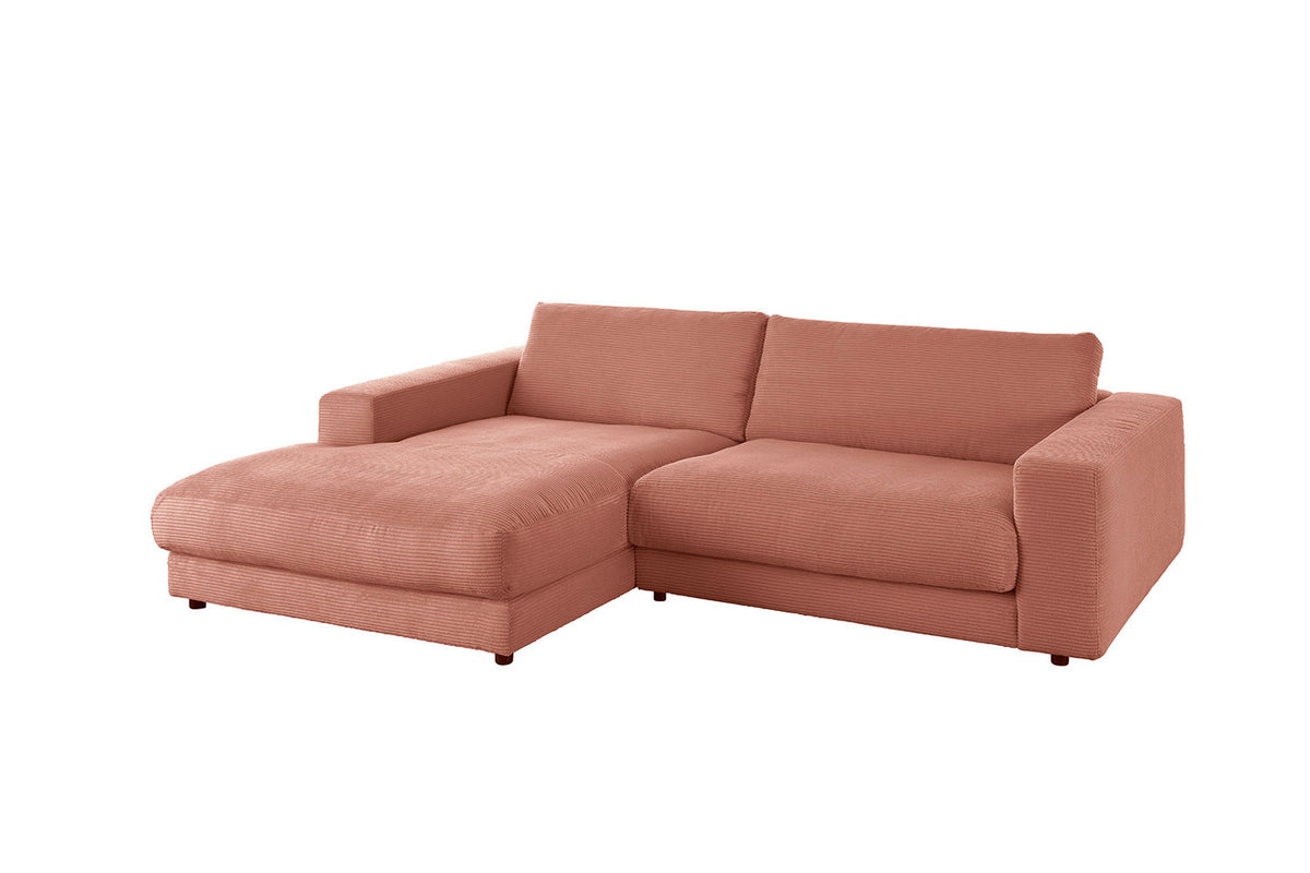 KAWOLA Sofa MADELINE Ecksofa mit Longchair Cord rost