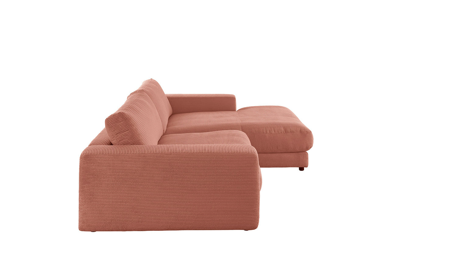 KAWOLA Sofa MADELINE Ecksofa mit Longchair Cord rost