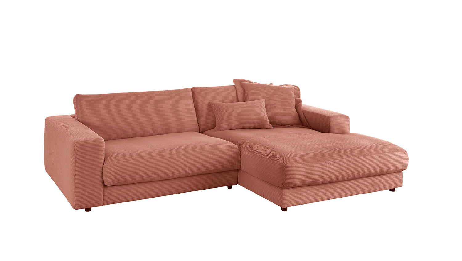 KAWOLA Sofa MADELINE Ecksofa mit Longchair Cord rost