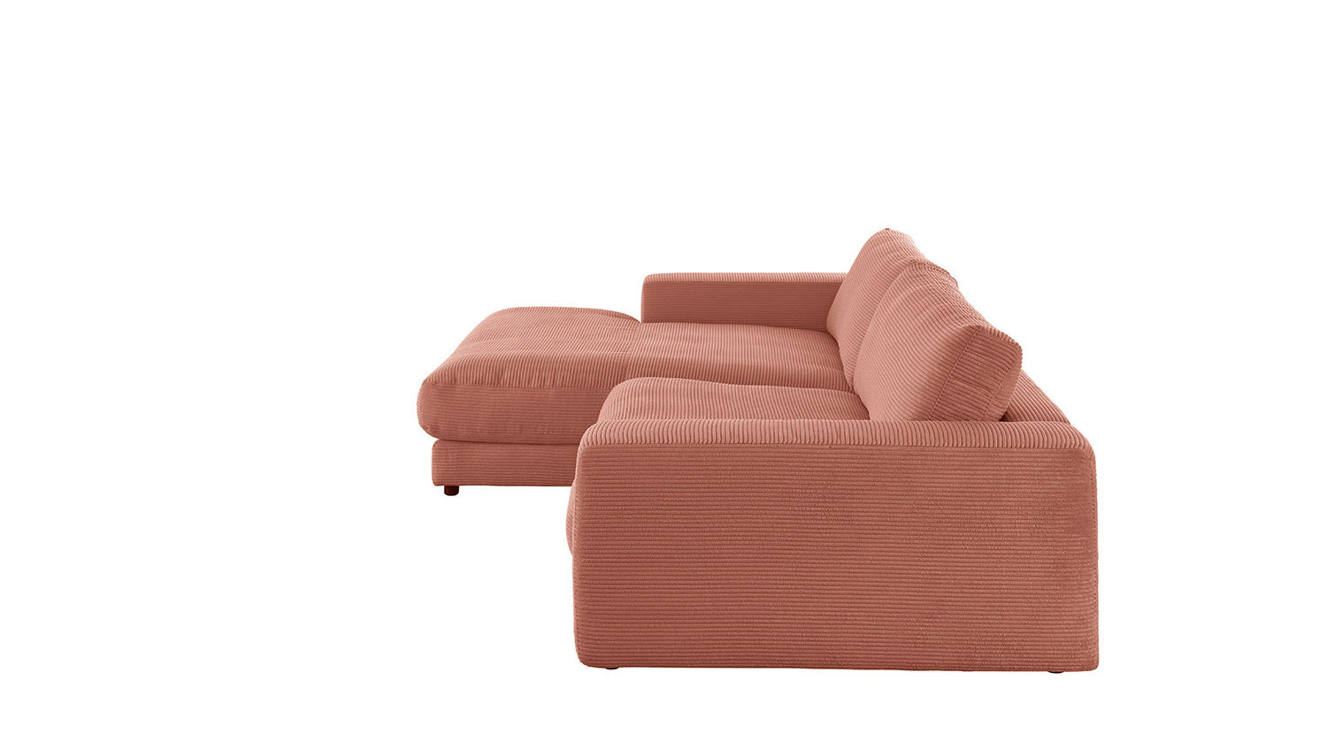 KAWOLA Sofa MADELINE Ecksofa mit Longchair Cord rost