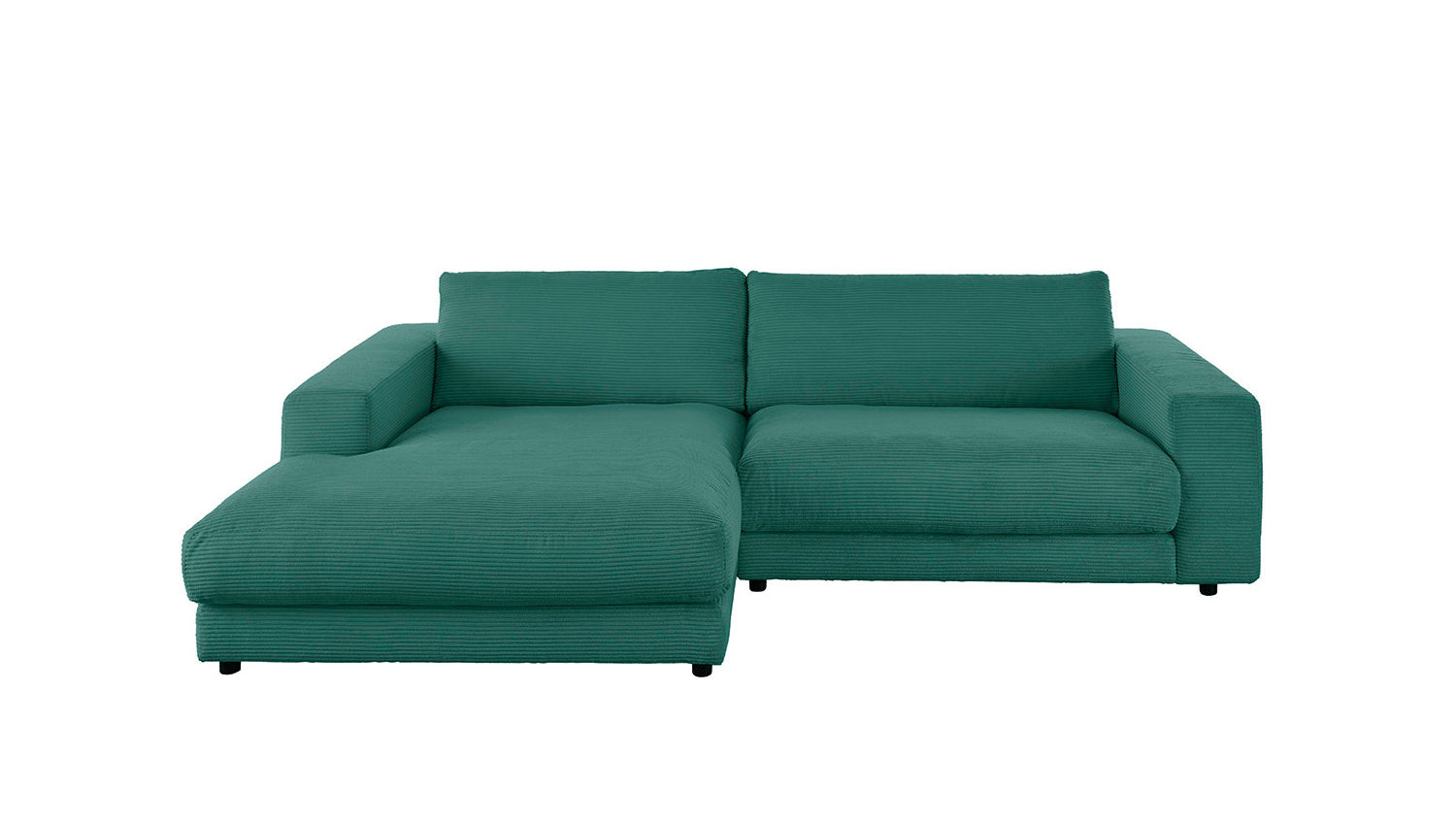 KAWOLA Sofa MADELINE Ecksofa mit Longchair Cord smaragd