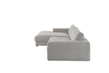 KAWOLA Sofa MADELINE Ecksofa mit Longchair Cord steingrau