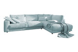 KAWOLA Sofa MADELINE Ecksofa mit Recamiere Cord hellblau