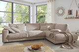 KAWOLA Sofa MADELINE Ecksofa mit Recamiere Cord taupe