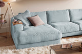 KAWOLA Sofa MADELINE Wohnlandschaft U-Form Cord hellblau