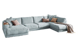 KAWOLA Sofa MADELINE Wohnlandschaft U-Form Cord hellblau