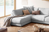 KAWOLA Sofa MADELINE Wohnlandschaft U-Form Cord hellgrau
