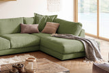 KAWOLA Sofa MADELINE Wohnlandschaft U-Form Cord olivgrün