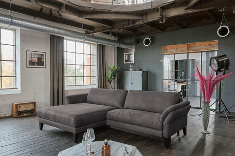 KAWOLA Sofa MALTA Ecksofa Stoff anthrazit, Links, Ohne Zusatzausstattung, Ohne Komfortfunktion