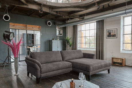 KAWOLA Sofa MALTA Ecksofa Stoff anthrazit, Rechts, Ohne Zusatzausstattung, Ohne Komfortfunktion