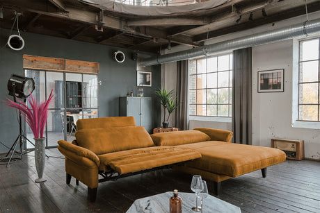 KAWOLA Sofa MALTA Ecksofa Stoff cognac