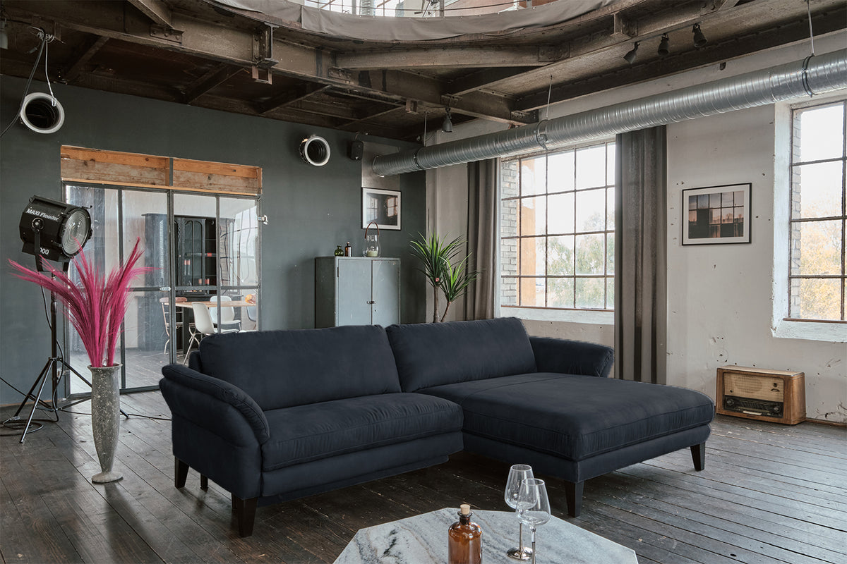 KAWOLA Sofa MALTA Ecksofa Stoff schwarz, Rechts, Ohne Zusatzausstattung, Relaxfunktion