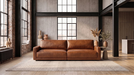 KAWOLA Sofa MARLIN 3-Sitzer Lederfaserstoff cognac