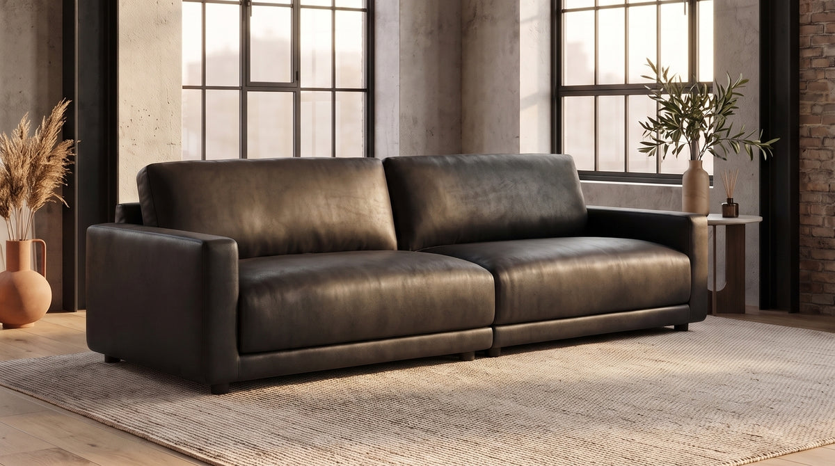 KAWOLA Sofa MARLIN 3-Sitzer Lederfaserstoff schwarz