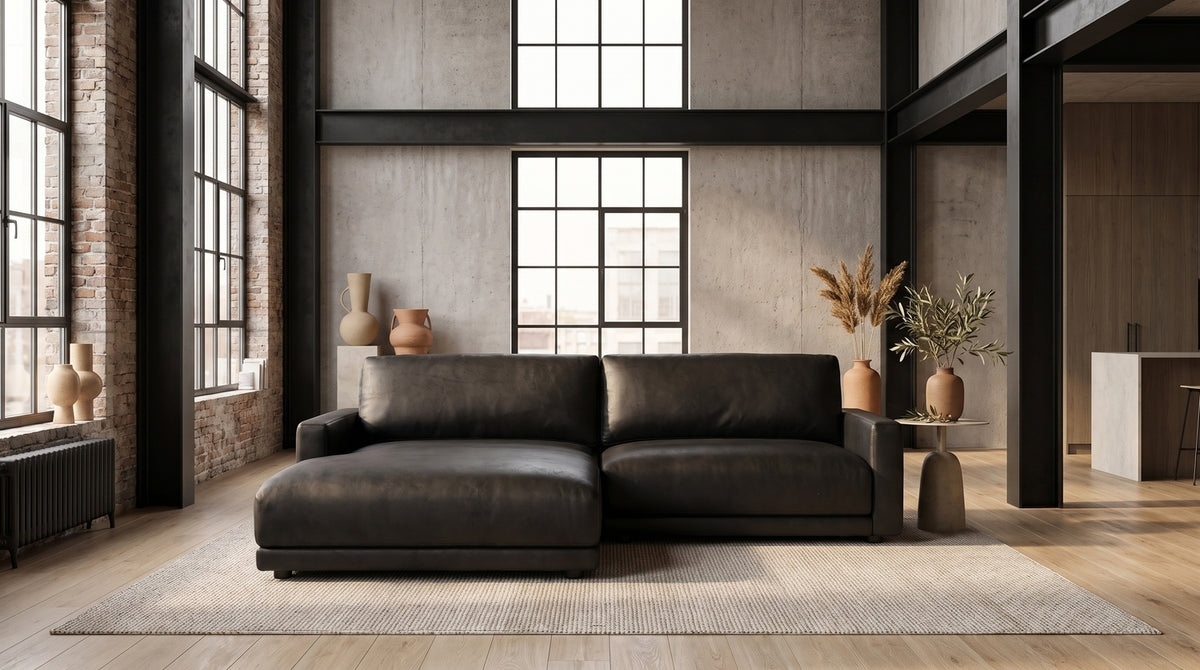 KAWOLA Sofa MARLIN Ecksofa Lederfaserstoff schwarz