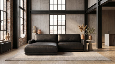 KAWOLA Sofa MARLIN Ecksofa Lederfaserstoff schwarz