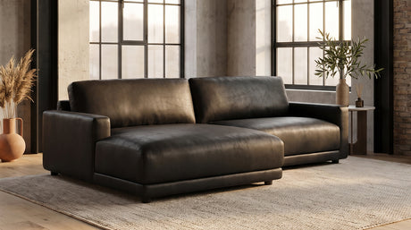 KAWOLA Sofa MARLIN Ecksofa Lederfaserstoff schwarz, Links