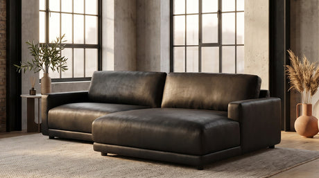 KAWOLA Sofa MARLIN Ecksofa Lederfaserstoff schwarz, Rechts