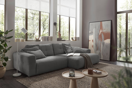 KAWOLA Sofa MIKA Ecksofa Cord grau, 296 x 167, Rechts
