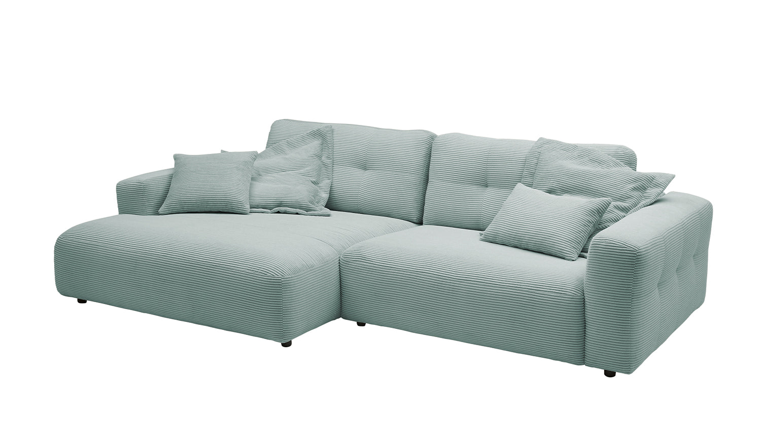 KAWOLA Sofa MIKA Ecksofa Cord hellblau